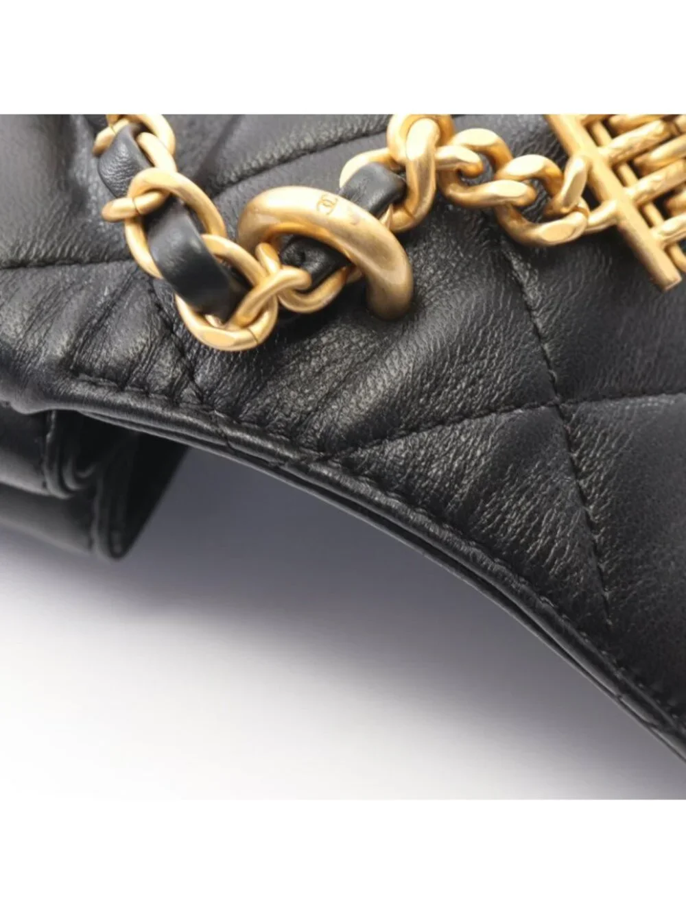 Chanel Shoulder Bag Quilted Mini Flap 2-Way Black Lambskin